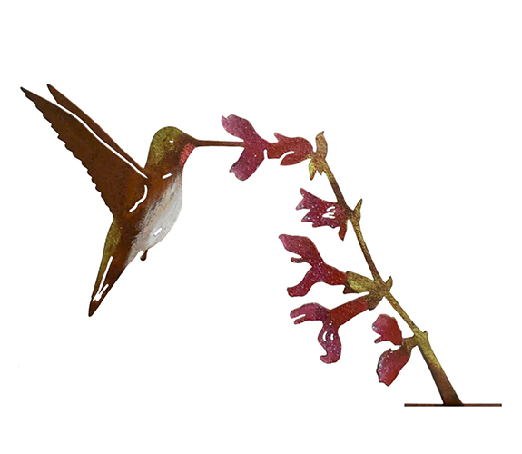 Steel Garden Art - Hummingbird on Salvia